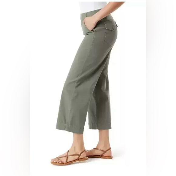 Gloria Vanderbilt Women's Wide Leg Cropped Pants, Green, 12 - Picture 3 of 11